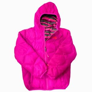 North Face Girls Pink Reversible Hood Puffer Coat